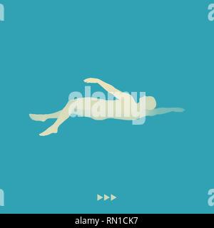 3D-Schwimmen Mann. Vektor Bild von einem Schwimmer. Menschlichen Körper. Sport Symbol. Design Element. Stock Vektor