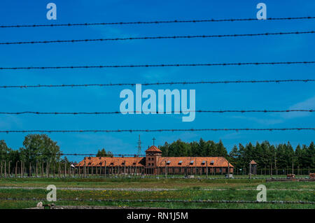 Blick auf den Birkenau Kommandant Büro- und Gehäuse für den SS-Mann, Polen Stockfoto