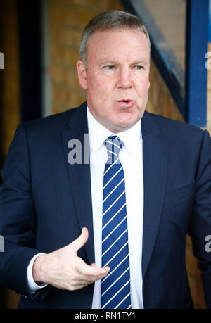 Southend, 16 Februar, 2019 Kenny Jackett Manager von Portsmouth während Sky Bet Liga eine Übereinstimmung zwischen den Southend United und Portsmouth an Wurzeln Hall Boden, Southend, England am 16. Feb 2019. Kredit Aktion Foto Sport Stockfoto