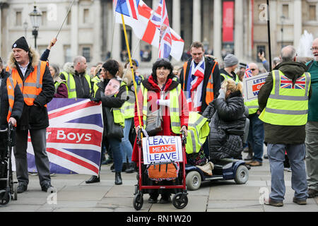 London, Großbritannien. 16 Feb, 2019. Gelbe Weste UK trifft am Trafalgar Square für einen Aktionstag in und um die Straßen von Westminster. Penelope Barritt/Alamy leben Nachrichten Stockfoto