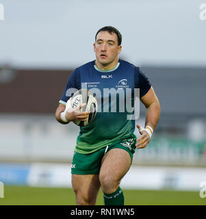 Sportplatz Galway, Galway, Irland. 16 Feb, 2019. Guinness Pro 14 Rugby, Connacht versus Geparden; Denis Buckley (Connacht) im Warm up Credit: Aktion plus Sport/Alamy leben Nachrichten Stockfoto