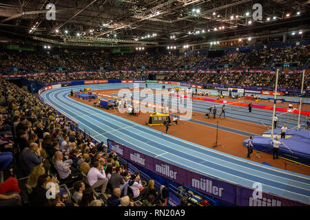 Arena Birmingham, Birmingham, UK. 16 Feb, 2019. Muller Indoor Grand Prix Athletik; Die Fans sehen Sie die Veranstaltungen in der Arena Credit entfalten: Aktion plus Sport/Alamy leben Nachrichten Stockfoto