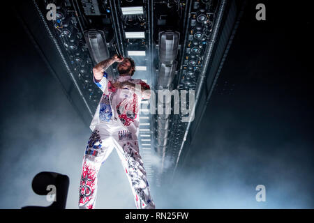 Birmingham, Großbritannien. 16. Februar 2019. Post Malone, realen Namen Austin Richard Rapper, Sänger, Songwriter und Musikproduzent durchführen an den Resorts World Arena, Birmingham 2019-02-16 Credit: Gary Mather/Alamy leben Nachrichten Stockfoto