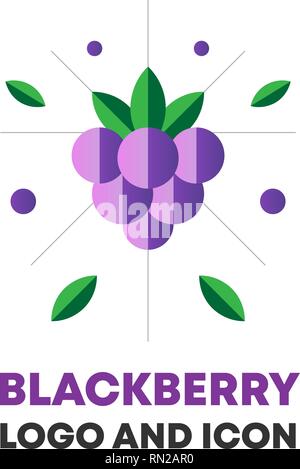 Black Berry Vektor. Black Berry Symbol, Logo Design für die Marke, Lebensmittel, Kosmetik Paket. Flache Symbol Blackberry, Logos für Menü. Symbol für Blackberry Stock Vektor