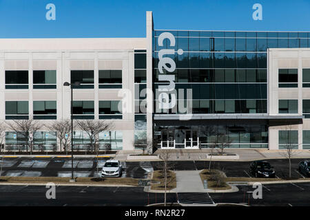 Ein logo Zeichen außerhalb des Hauptquartiers der ciena Corporation in Hanover, Maryland am 9. Februar 2019. Stockfoto