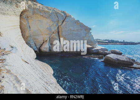 Weißen Felsen. Rosh HaNikra Küste, Israel Stockfoto