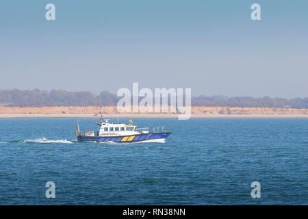 Southampton Hafen Master starten, Spitfire, verlassen den Hafen von Southampton, Hampshire, Großbritannien. Februar 2019. Stockfoto