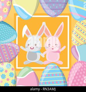 Frohe Ostern hase Paar Stock Vektor