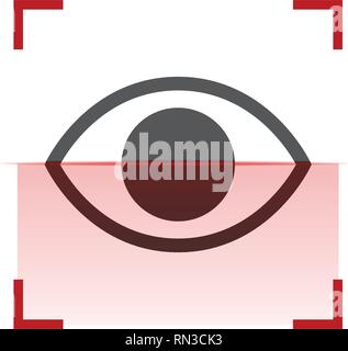 Symbol "Rote-Augen", Auge scanner, biometrisches Erkennungssystem scannen. Vector Illustration auf weißen isoliert Stock Vektor