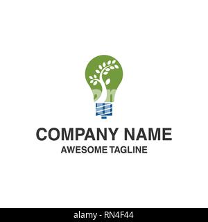 Abstrakte Lampe Lampe mit Bäumen Logo. Natur Landschaft innovation Symbol. logo Vorlage einsatzbereit Stock Vektor