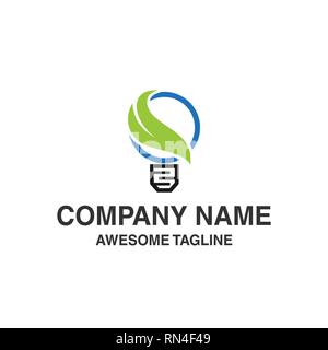 Lampe Lampe leaf Logo. Natur Idee innovation Symbol. logo Vorlage einsatzbereit Stock Vektor