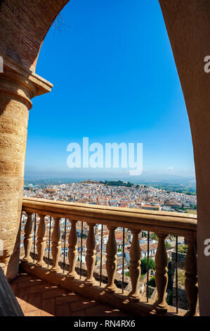 Ein Blick über Antequera aus maurischen der Stadt errichtete Alcazaba, Andalusien, Spanien. Stockfoto