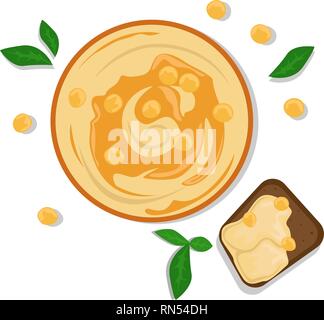 National Food in Israel. Flache Vector Illustration. Die Aussicht von oben. Hummus. Stock Vektor