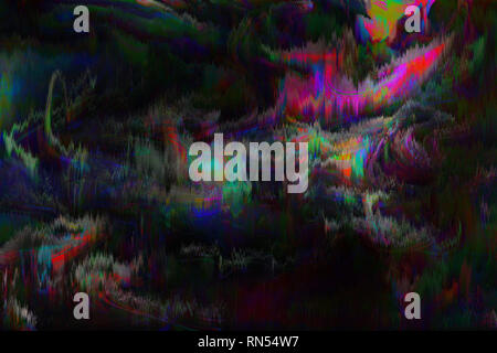 Abstrakte farbenfrohe glitch Hintergrund auf Schwarz Stockfoto