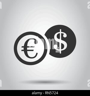 Münzen Symbol Stack im flachen Stil. Dollar, Euro Münze Vector Illustration auf weißem Hintergrund. Geld gestapelt Geschäftskonzept. Stock Vektor