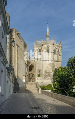 Frankreich AMBOISE SEP 2018: Eingang der von Amboise schloss. Es war ein bevorzugter königliche Residenz und wurde weitgehend wieder aufgebaut Stockfoto