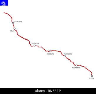 Deutsch Route 3. Die Bundesautobahn 3. Straßenkarte von Deutschland Stock Vektor