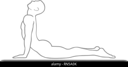 Mann Silhouette in Yoga oder pilates Position Stock Vektor