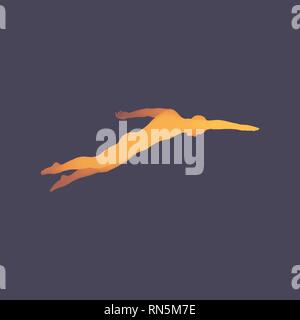 3D-Schwimmen Mann. Vektor Bild von einem Schwimmer. Menschlichen Körper. Sport Symbol. Design Element. Stock Vektor