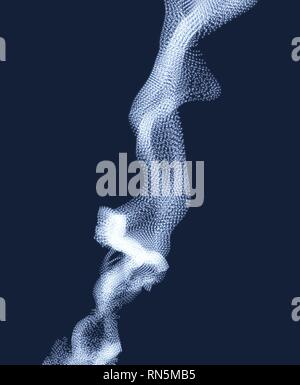 Array mit dynamischen Partikeln. Wellenförmige Hintergrund. Zusammensetzung mit Motion Effekt. Abstract Vector Illustration. Stock Vektor