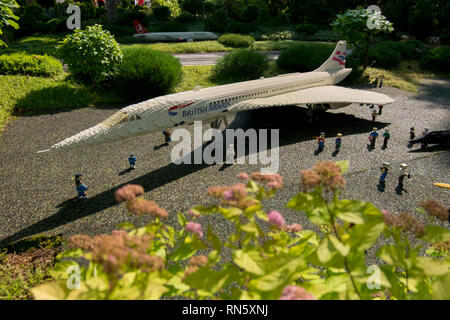 Ein Modell einer Britishairways Concorde im Legoland Billund Resort in Dänemark. Stockfoto