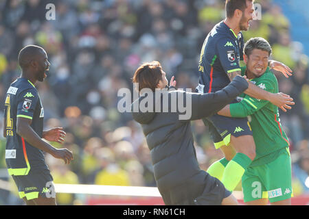 Chiba, Japan. 17 Feb, 2019. Yuya Sato (JEF), JEF United Chiba Team Gruppe Fußball: 2019 J League pre-Season Match zwischen Kashiwa Reysol 2 - 2 JEF United Ichihara Chiba in Chiba, Japan. Credit: yohei Osada/LBA SPORT/Alamy leben Nachrichten Stockfoto