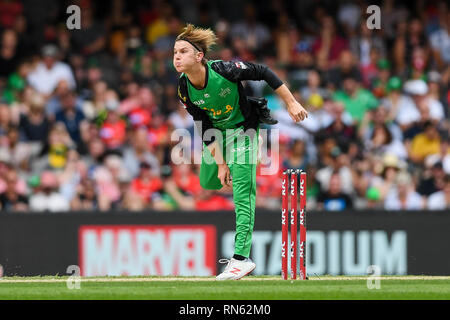 Marvel Stadion, Melbourne, Australien. 17 Feb, 2019. Australian Big Bash Cricket League, Melbourne Renegaten gegen Melbourne Sterne; Adam Zampa des Melbourne Sterne schalen Credit: Aktion plus Sport/Alamy leben Nachrichten Stockfoto