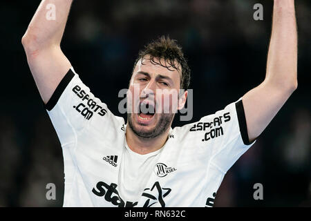 Kiel, Deutschland. 17 Feb, 2019. Handball: Bundesliga, THW Kiel - SC Magdeburg, den 21. Spieltag. Kiels Domagoj Duvnjak cheers. Credit: Frank Molter/dpa/Alamy leben Nachrichten Stockfoto