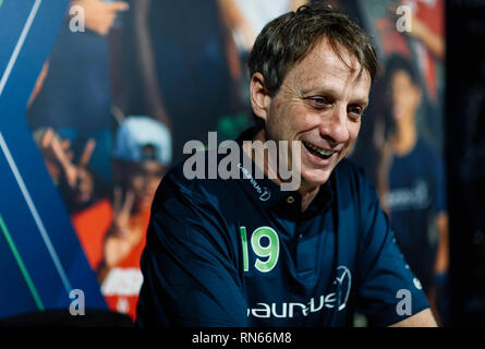 Monaco. 17 Feb, 2019. Tony Hawk (Laureus Academy Mitglied) in einem Interview. GES/Sport Allgemein/Laureus World Sports Awards 2019, 17.02.2019 Sport: Laureus World Sports Awards 2019, Februar 17, 2019 | Verwendung der weltweiten Kredit: dpa/Alamy leben Nachrichten Stockfoto