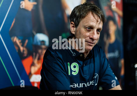 Monaco. 17 Feb, 2019. Tony Hawk (Laureus Academy Mitglied) in einem Interview. GES/Sport Allgemein/Laureus World Sports Awards 2019, 17.02.2019 Sport: Laureus World Sports Awards 2019, Februar 17, 2019 | Verwendung der weltweiten Kredit: dpa/Alamy leben Nachrichten Stockfoto