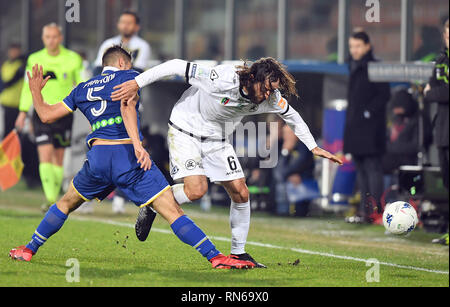 Foto LaPresse - Tano Pecoraro 17 02 2019 La Spezia - (Italia) Sport Calcio Spezia vs Verona Campionato di Calcio Serie BKT 2018/2019 - Stadio" Alberto Picco" nella Foto: Mora luca Foto LaPresse - Tano Pecoraro, 17. Februar 2019 Stadt La Spezia (Italien) Sport Fussball Spezia vs Verona italienische Fußball-Liga BKT 2018/2019 - "Alberto Picco" Stadion der Pic: mora Luca Stockfoto