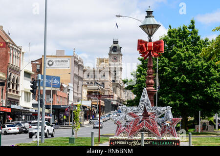 Weihnachten decotations ich die Hauptstraße von Ballarat Victoria Australien Stockfoto