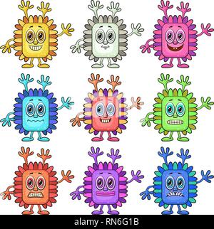 Cartoon Monster Smilies einstellen Stock Vektor