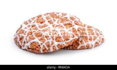 Ein Haufen oatmeal Cookie auf weißem Hintergrund Stockfoto