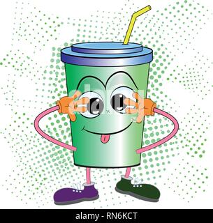 Soda drink Charakter cartoon Vector Illustration Stock Vektor