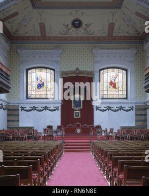 SALON DE ACTOS DE LA REAL ACADEMIA/HACIA 1894. Autor: AGUADO DE LA SIERRA MIGUEL. Ort: ACADEMIA DE LA LENGUA - Interieur. MADRID. Spanien. Stockfoto