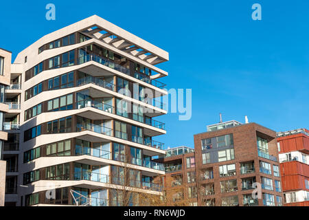 Moderne Wohnhäuser in der Hafencity in Hamburg Stockfoto