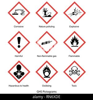 GHS-Piktogramm Sammlung Vektor auf weißem Hintergrund Stock Vektor
