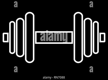 Gewichte Symbol - Weiße minimalistische Hantel Umrisse, isoliert - Vector Illustration Stock Vektor
