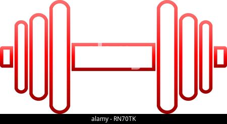 Gewichte Symbol - roter Farbverlauf minimalistischen Hantel Umrisse, isoliert - Vector Illustration Stock Vektor