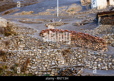 Straße im Tibetischen Dorf, Dorf, Mustang Nepal Lupra Stockfoto