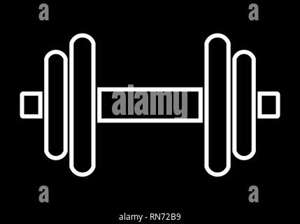 Gewichte Symbol - Weiße minimalistische Hantel Umrisse, isoliert - Vector Illustration Stock Vektor