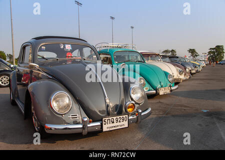 Bangkok, Thailand - Februar 9, 2019: VW Besitzer sammeln bei Volkswagen Club Meeting in Siam VW Festival Stockfoto
