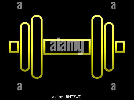 Gewichte Symbol - Gelb Gradienten minimalistischen Hantel Umrisse, isoliert - Vector Illustration Stock Vektor