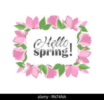 Florale frames Hallo Frühling Stock Vektor