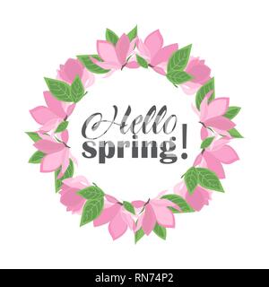 Florale frames Hallo Frühling Stock Vektor