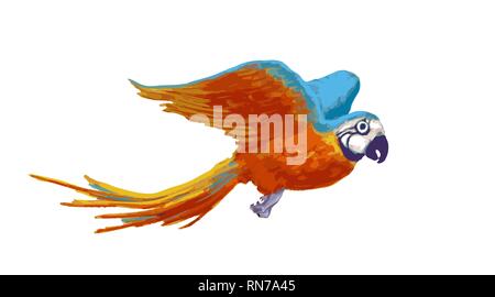 Farbenfrohe fliegende Papagei, cartoon Tier auf Weiß Stock Vektor