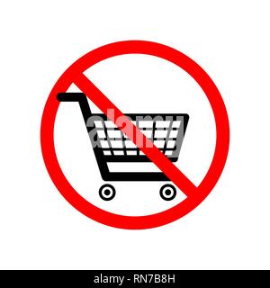Shopping Carts nicht erlaubt sind, Verboten Schild Rot auf Weiß Stock Vektor
