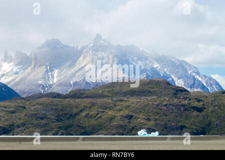 Eisberge auf dem Grauen See, Torres del Paine Nationalpark, Chile. Chilenischen Patagonien Landschaft Stockfoto