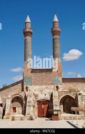 Die minarette der Gökmedrese oder Gök Medrese Sivas, Türkei Stockfoto
